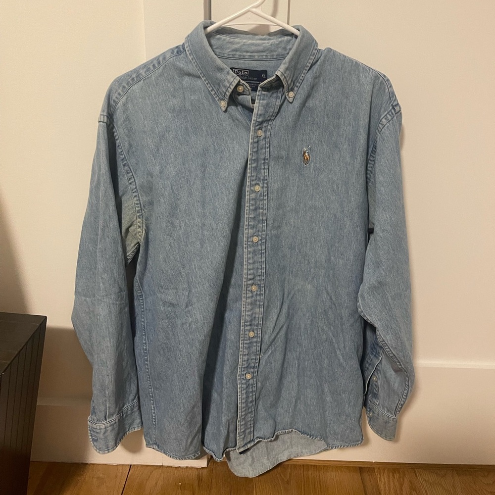 Denim Polo Long Sleeve XL